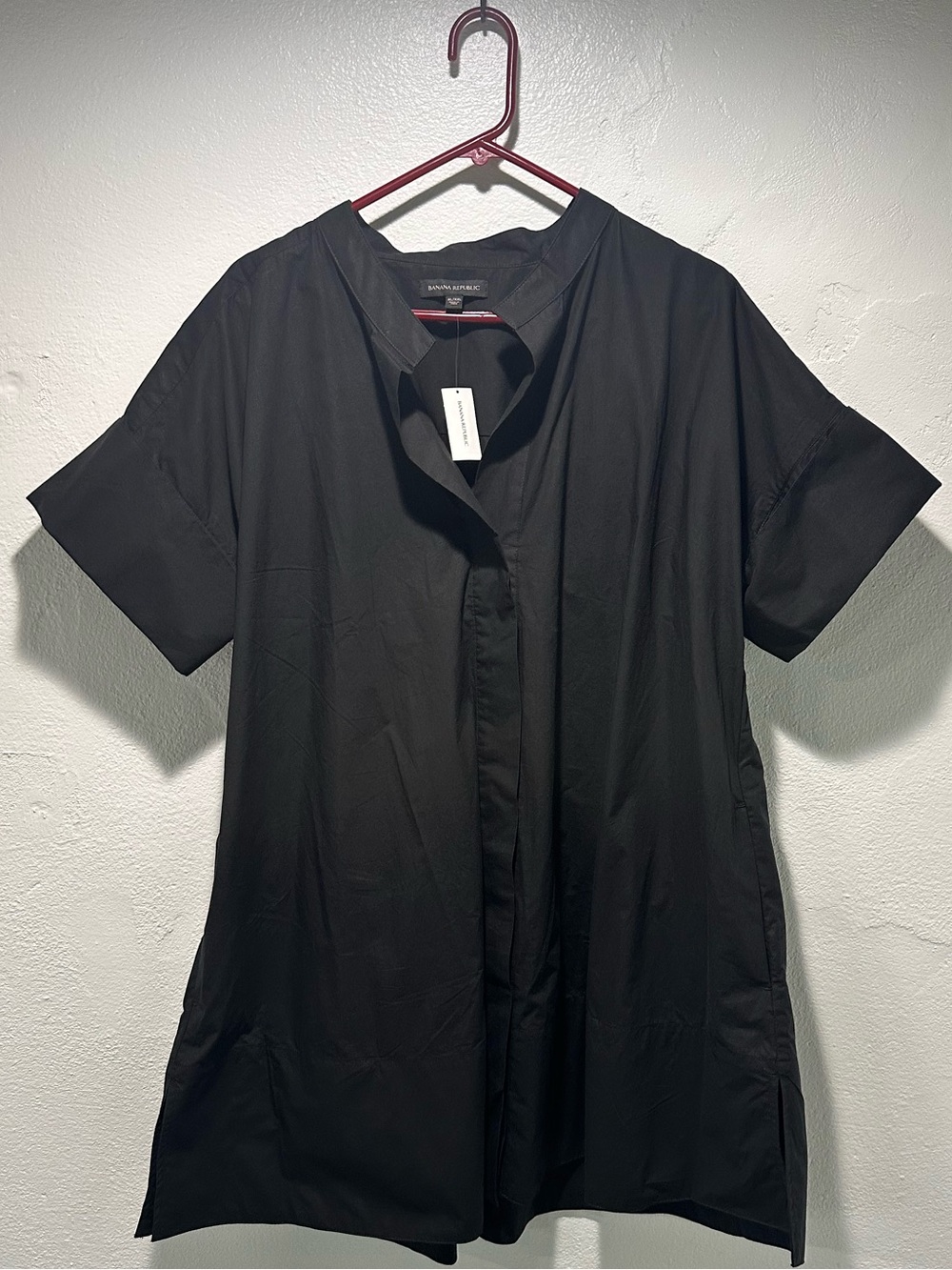 NWT Banana Republic Black Poplin Short Sleeve Tunic Shirt Dress 2X Plus Size